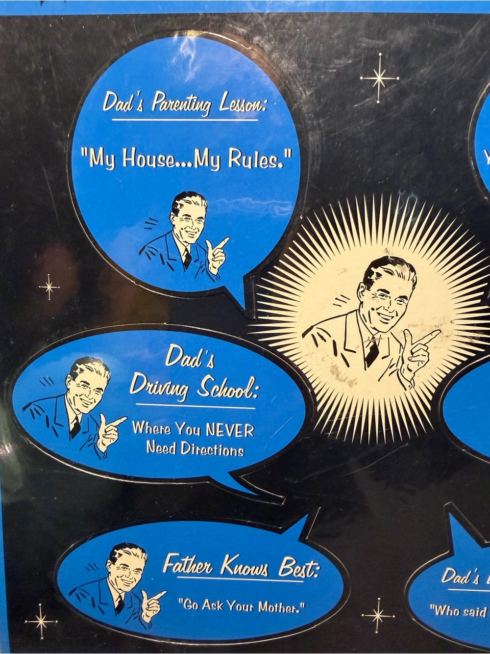 Father Knows Best Blue Retro Quote Magnet Set - - Picture 2 of 4